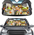 GENANY Cute Frog Family Windshield Sun Shade for Car SUV Truck (55x30 Inches), Tree Frog Sun Shade Windshield for Windows, Xmas Auto Gift, Spring Car Decor