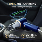 Car Handheld Vacuum Cordless: Car Vacuum Cleaner with 16000Pa Ultra-Strong Suction, Brushless Motor & HEPA Filter - Lightweight Design for Drivers and Office Workers - Blue