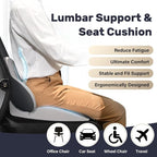 Coverado Car Seat Cushion and Lumbar Support Pillow, Memory Foam Ergonomic Back Support Driving Seat Cushion for Sciatica, Tailbone, Back Pain, Non-Slip Washable Cushion for Car, Driver, Office