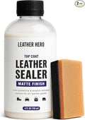 Leather Hero Top Coat – Leather Sealant & Protective Finish for Dye, Paint, Car Seats, Shoes & More – Scratch-Resistant Color Restorer with Applicator – 4oz (Matte Finish)