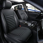 Universal Car Seat Cover PU Leather Car Seat Cushion Driver Seat Cover with Backrest- Car Front Seat Protector Fits 95% of Vehicles-1 Piece (Black-B)