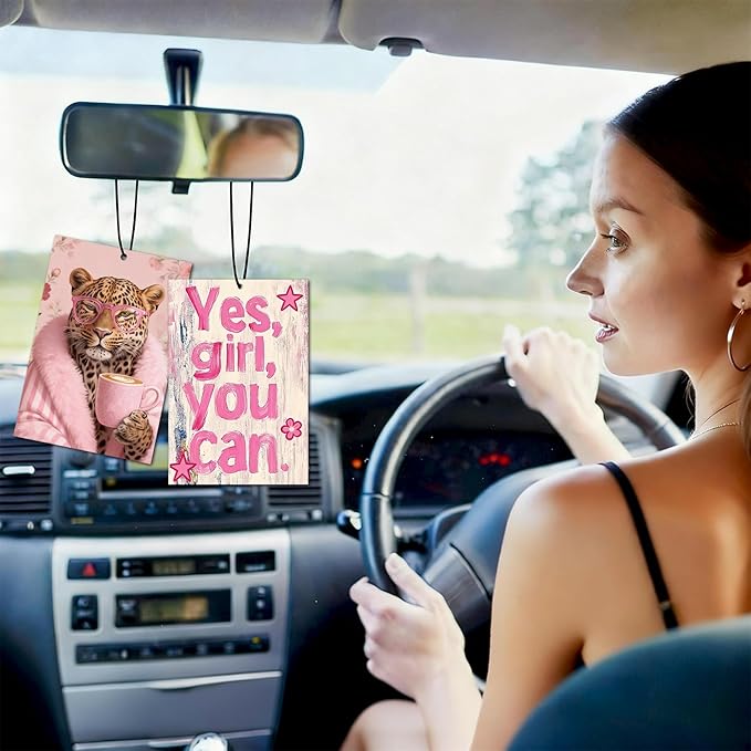 Whimsical Cat Car Air Freshener Hanging, Car Accessories Cat Gifts for Women and Men New Driver Auto Decor Rearview Mirror Hanging Accessories, Cute Aromatherapy for Cars Interior or Locker