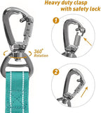 AUBELL Tactical Dog Leash Heavy Duty,4-6ft Reflective Strong No Pull Bungee Leash for Medium Large Dogs with Comfortable Padded Double Handle,Car Seat Belt,360 Degree Rotating Carabiner,Teal