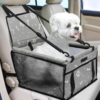PetsHome Dog Car Seat Foldable Dog Car Booster Seat Waterproof Breathable Oxford Travel Bag for Small to Medium Dogs, Puppies, and Pets-Pattern Grey