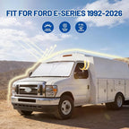 for Fo-rd E-Series 1992-2026 Front Windshield & Side Window Covers, Foldable 3-Piece Window Shades Set, Custom Fit Sunshade Visor for UV Rays & Heat Block, Cargo Van Accessories