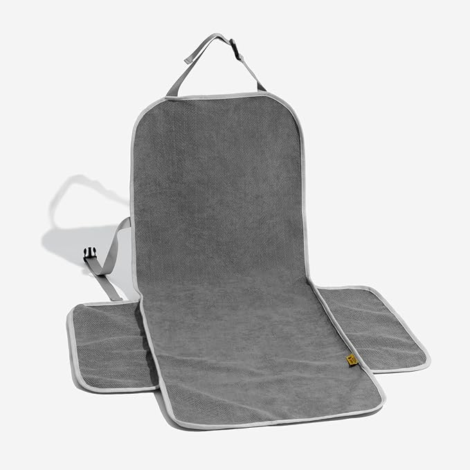 FUNNYFUZZY Chenille Dog Car Seat Cover for Pets, Waterproof Car Seat Protector with Nonslip Bottom, Scratchproof Soft Dog Seat Cover for Car, Truck and SUV, Front Seat(Grey, 17.7''W x 18.1''L×21.3"H)