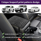 Leopard Cheetah Print African Animal Hunting Auto Center Console Armrest Pad, Car Center Console Cover, Auto Accessories Soft Comfort Armrest Cover Cushion Mat for Most Cars (Black leopard print)