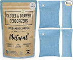 Closet & Dresser Odor Eliminator - Activated Charcoal Odor Absorber for Small Spaces, Air Fresheners for Home, Natural, Non-Toxic Air Freshener for Closet & Drawers - 4 Pack