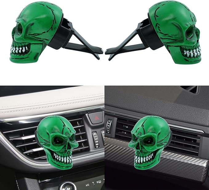 Skull Car Air Fresheners Cute Cool Funny Air Conditioning Vent Perfume Diffuser Decoration Interior Car Accessories 2 pcs