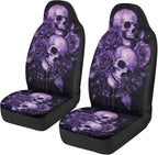 Purple Skull Rose Car Front Seat Covers Elastic Fabrics Universal Front Seat Cover Removable Automotive Accessories Easy Installation Suitable for Cars, SUV and Trucks