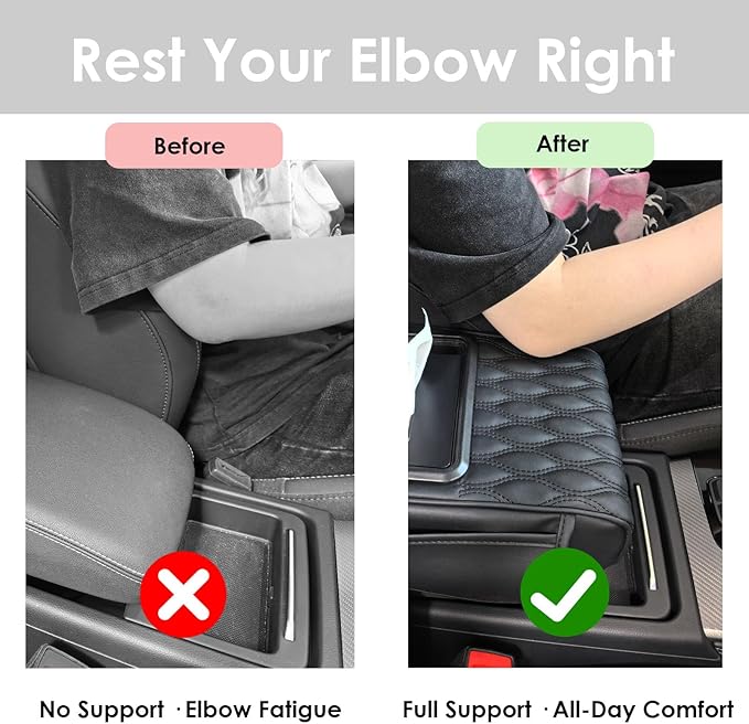 5-in-1 Car Armrest Cushion, Armrest Cover for Car, Nappa Leather Car Console Organizers and Storage for Most Vehicles, Car Accessories (Black, Normal)