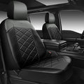 CAR PASS Nappa Leather Waterproof Car Seat Covers Two Front, 3D Foam Automotive Seat Covers with Memory Foam, Universal Fit for Cars SUV Truck Sedan, Airbag Compatible, Comfort 2 Rhomb Black Grey