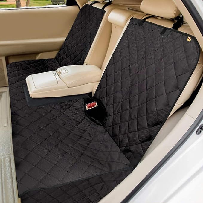 Dog Car Seat Cover for Back Seat, Waterproof Bench Backseat Protector, Nonslip Rear Seat Cover for Kids & Pets, Compatible with Middle Armrests, Fits Most Cars & Midsize SUVs