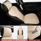 2 Pack Leather Front Car Seat Covers, Universal Sideless Car Seat Protectors with Storage Pocket and Seat Belt Pads, Waterproof Automotive Seat Cover for Cars Trucks SUV(Yellow Beige)