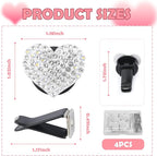 4PCS Heart-Shaped Car Vent Clips with Rhinestone,Bling Air Vent Clips Car Decorations,Premium Shiny Car Clips for Vents CCar Accessories Interior for Cars,Trucks,SUVs (White)