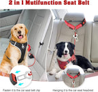 Chew Proof Dog Car Seat Belt, 2 in 1 Steel Cable Dog Car Accessories Headrest Restraint Dogs Car Seatbelt for Medium Large Dogs Chewer Heavy Duty Doggie Seatbelts for Cars Swivel Attach