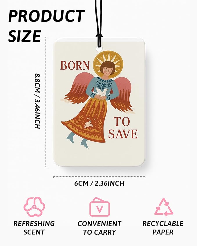 Funny Jesus Christian Car Air Freshener 4 Pcs Coconut Scented, Christian Faith Car Accessories Mirror Decor for Women, Religious Angel Hanging Air Freshener for Cars Closet Drawer Books