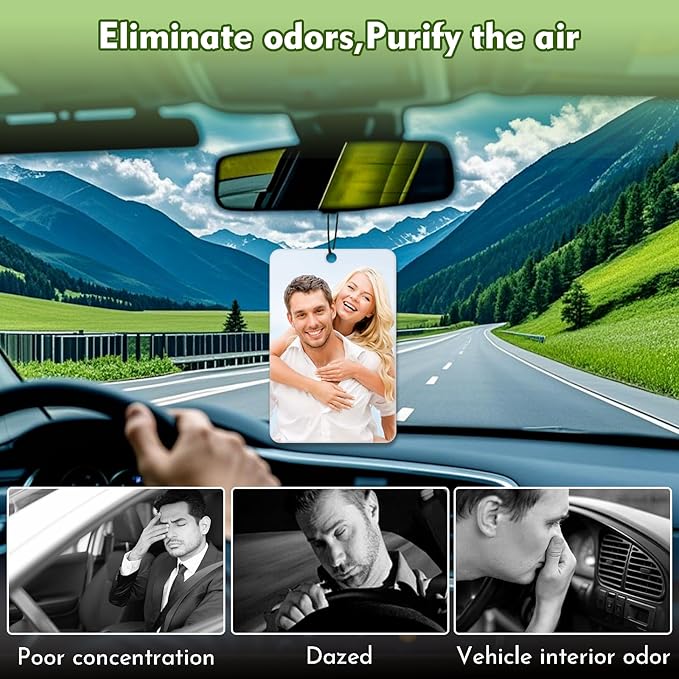 Custom Air Fresheners with Picture - Personalized Air Freshener for Car, Double Sided Customizable Photo Text,Birthday Wedding for Men Women Girlfriend Boyfriend (Rectangle)