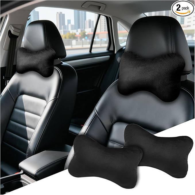 2PCS Soft Car Headrest Pillow,Ergonomic Car Neck Pillow for Driving Relief Neck Fatigue,Universal Cars Pillows Headrest for Cars Interior Accessories with Detachable Cover
