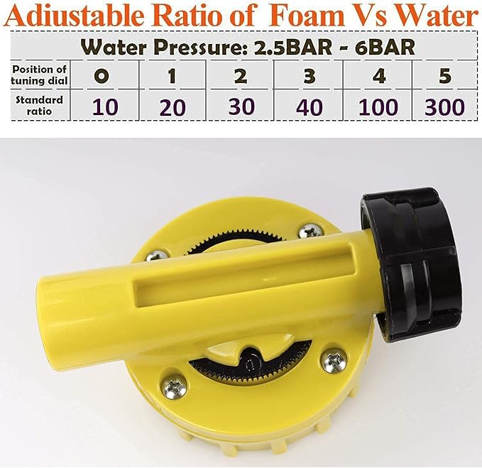 Foam Cannon for Garden Hose，Adjustment Ratio Dial Foam Gun,Car Wash Soap Spray Foamer Yellow
