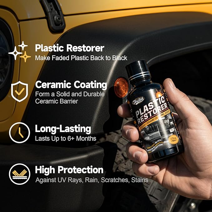 Plastic Restorer for Cars, Not a Dressing, Black Trim Restorer, Ceramic Crystal Coating Highly Concentrated, Lasting Up to 6 Months+ with UV Protection, Restore Automotive Exterior Protectant