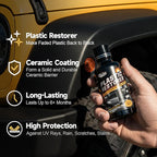 Plastic Restorer for Cars, Not a Dressing, Black Trim Restorer, Ceramic Crystal Coating Highly Concentrated, Lasting Up to 6 Months+ with UV Protection, Restore Automotive Exterior 50ml*2