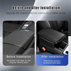 Car Center Console Cover, Leather Arm Rest Cover for Car, Middle Console Cushion with 2 Storage Bags, Universal Auto Interior Accessories for Most Trucks SUVs Sedans (Black)