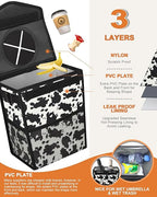 Car Trash Can with Lid, Cute Leakproof Car Trash Garbage Bag Hanging Vehicle Trash Bin Small Portable Automotive Garbage Cans Organizer for Back/Front Seat/Console(2.8 Gallons,Cow Print)