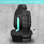 CAR PASS Bucket Car Seat Cover, Breathable 3D Air Mesh-100% Sporty Fabric Front Seats, Airbag Compatible, Universal Fit Automotive SUV Truck Sedan Vans Women, High Back Two Front 2 Piece, Black Mint