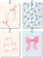 Preppy Coquette Pink Bow Floral Car Air Freshener 4 Pcs - Trendy How Lucky Are We Bow Flowers Air Freshener Hanging Decor for Cars Closet Drawer Books, Girly Car Accessories Mirror Decor for Women