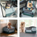 A 4 Pet Dog Car Seats for Small Dogs Under 25lbs – Safety Travel Booster Seat with Patent Buckles, Adjustable Leash – Reduces Anxiety & Road Trips – Frame Support for Cars, SUV, Pickup