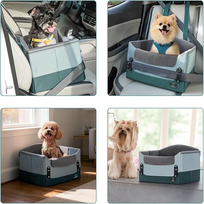 A4Pet Small Dog Car Seat for Small Dogs - Dog Booster Car Seat for Small Dogs Under 25, Portable Dog Crate for Car Seat with Patent Buckles, Clip-On Safety Leash, Pet Travel Carrier, Fits Most Cars