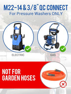 MEKOH Short Pressure Washer Gun, 5000PSI Stubby Pressure Washer Spray Gun for Car Wash, 10.5GPM Foam Gun with 3/8'' Quick Connect, High Pressure Washer Handle Gun with M22-14mm for Extension Wand/Hose