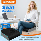 Seat Cushion for Office Chair, Memory Foam Chair Cushions, Car Seat Cushion for Long Sitting, Desk Chair Cushion for Pressure Relief, Non-Slip Bottom, Washable Cover, X-Large, Black