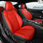 GIANT PANDA Customized Full Set Car Seat Covers Fit Ford Mustang Coupe Hardtop 2015 2016 2017 2018 2019 2020 2021 2022 2023 2024 2025 2026- (Black+Red)