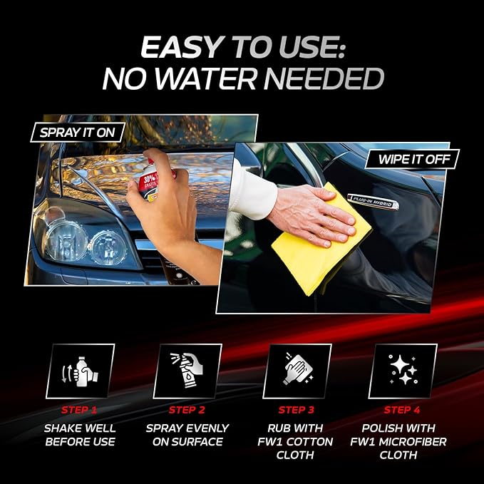 FW1, A High Performance Car Wax Polish | Easy To Use Scratch-Free Waterless Car Wash Spray & Detail Cleaning Polish (17.5oz) | Spray Wax for Cars, Trucks, Motorcycles RVs and boats.