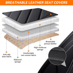Car Seat Covers, Premium Leather Car Seat Covers, Waterproof and Breathable Seat Covers, Universal Car Seat Protector Fit for Cars, Trucks, SUVs, Pick-ups (Black, 2 PCS Front Seat)