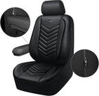 CAR PASS 3D Foam Faux Leather Car Seat Covers Front Seats,Waterproof Leather Front Seat Cover for Cars,Luxury Universal Fit for SUV Truck Sedan Automotive, Armrest Airbag Compatible Anti-Slip, Black