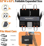 Hard Bottom Car Seat Cover for Dog swith Removable Soft Blankets,Scratch-Proof and Anti-Slip Car Dog Hammock for Large Dogs Brown for Car, SUV