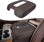 KBH Center Console Armrest Cover for Chevy Silverado, GMC Sierra 1500 2500 3500 2014-2018 & Tahoe Yukon Suburban 2015-2020, Floor Console Bucket Seat, Vinyl Leather, Dark Brown