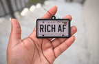 New Car Scent Air Freshener & Keychain Bundle – Rich AF License Plate Hanging Car Accessory, Funny Gift for Motivation & Positive Energy (Rich AF – New Car)