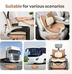 FLORICH 2 in1 Truck Seat Cushion and Lumbar Support Pillow Memory Foam Car Seat Cushion with Adjustable Strap for Truck Driver Long Drives, Fits Semi Truck Seat,Car,Office&Gaming Chair(Brown)