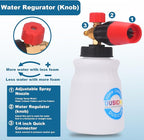DUSICHIN Pressure Washer Short Gun Foam Cannon 1/4" Quick Connector,Car Wash Foam Gun Kit Dual Connector Accessory,Double Tip Attachment For Soap Cannon with 5 Nozzle Tips DUS2501
