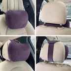 2PCS Car Pillow for Car Neck Pillow for Driving Seat Neck Support Soft Cushion Back Support Head-Rests for Vehicle Sleeping with Elastic Adjustment Strap (Violet, Head)
