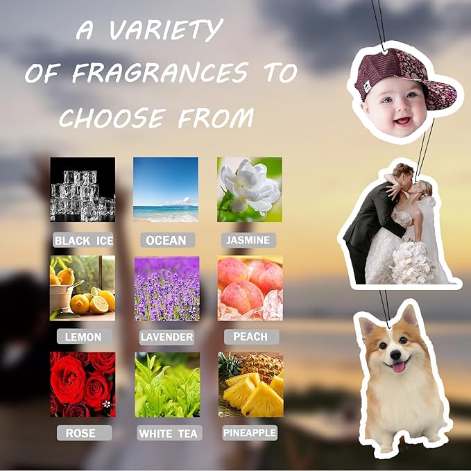 Custom Air Fresheners with Picture-Personalized Air Freshener for Car-Hanging Air Freshener for Wardrobe,Bathroom,Livingroom (Crop 5pcs)