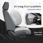 Coverado Seat Covers, Car Seat Covers Front Seats, Leather Seat Covers for Cars, Car Seat Protector Waterproof, Car Seat Cushion, Front Carseat Cover Universal Fit for Most Cars Gray-White