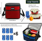 6 Can/5L Lunch Bag for Women Men Portable Lunch Box Small Cooler Bag Soft Collapsible Reusable Insulated Lunch Tote for Everyday Work Travel (Red)