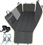 Lassie Dog Car Seat Covers for Back Seat with 2 Seat Belts, Waterproof Dog Car Hammock with Mesh Window Durable Scratch Proof Nonslip Pet Carseat Covers Universal Fit Protector for Cars, Trucks & SUVs