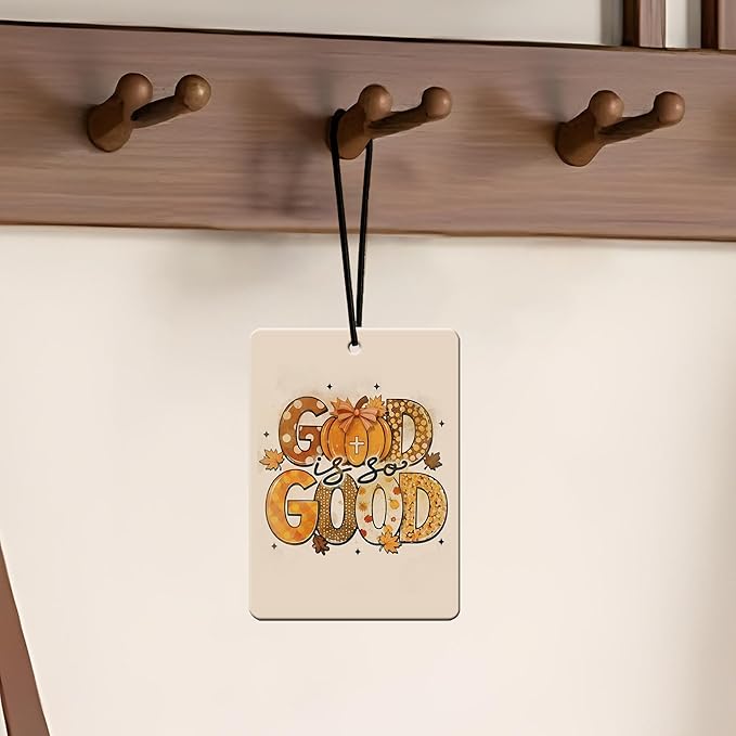 Christian Fall Car Air Freshener 4 Pcs, Cozy Religious Quote Scented Hanging Decor for Women Men, Vehicles Home Church, Autumn Faith Based Mirror Gift