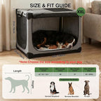 42" L x 31" W x 31" H Collapsible Travel Dog Crate, Quick-Setup Portable Soft Dog Kennel for Large Dogs up to 90 lbs, 4-Door Foldable Travel Crate with Storage Bag, Grey